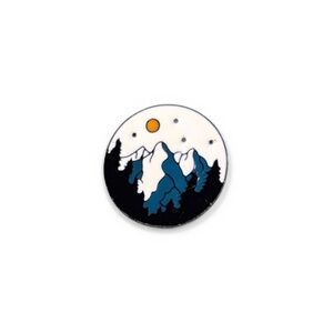 Nighttime Mountain Landscape Magnetic Enamel Sewing Needleminder, [1.2” Diameter